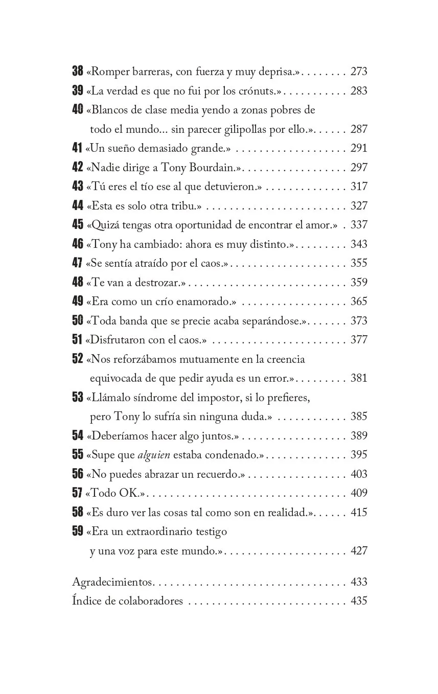 Sumario del libro Bourdain La biografía oral definitiva